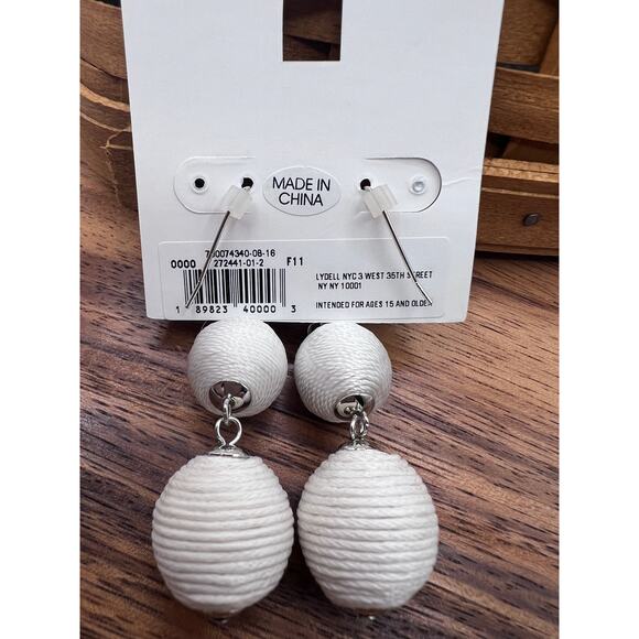Modern White Ball Drop & Silver Tone Hoop Earrings 2 Pairs NEW! - Picture 4 of 7